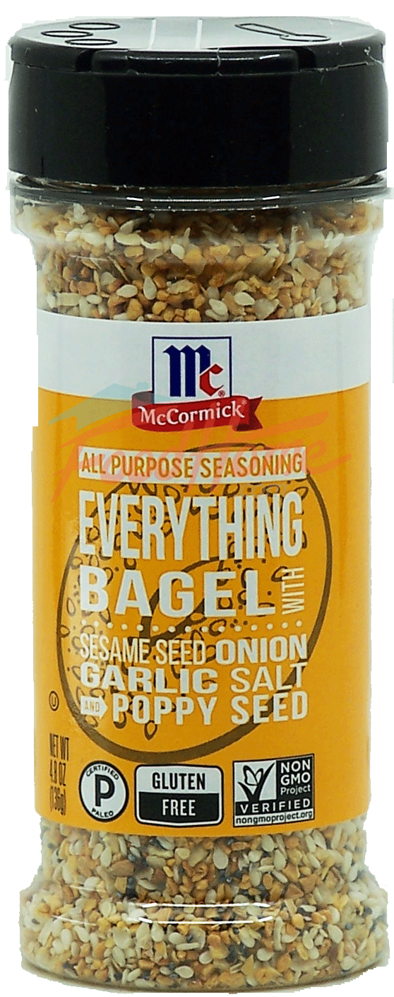 Mc Cormick  everything bagel all purpose seasoning; sesame seed, onion, garlic, salt, poppy seed Full-Size Picture